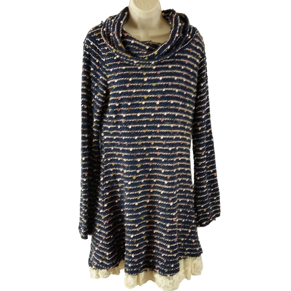 Altar'd State Textured Multicolor Striped Knit Long Sleeve Dress